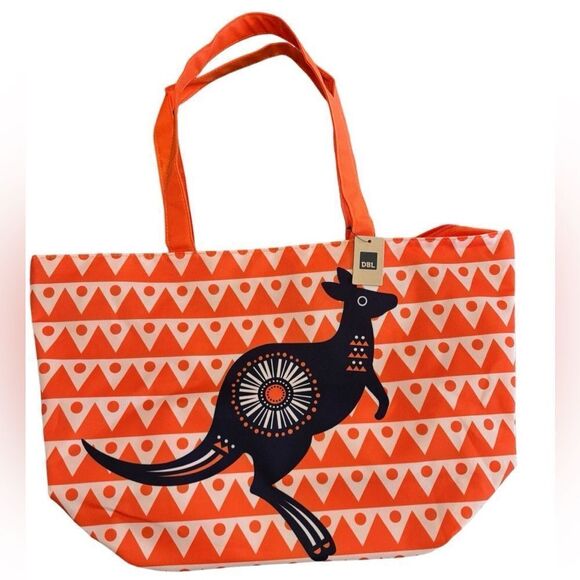 NWT Australia Nylon Orange Tote with Kangaroo - Picture 1 of 4